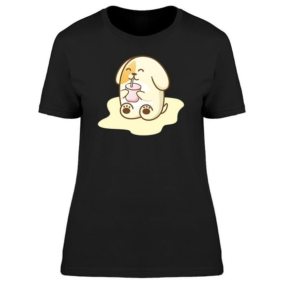 Cute Dog Drinking Juice T-Shirt Women -Image by Shutterstock, Female x-Large