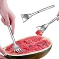thumbnail image 1 of 2 In 1 Waton Slicer -less Steel Fruit Cutting Fork Melon Slicer Cube Cutting Tool For Kit Gadt (silver), 1 of 5