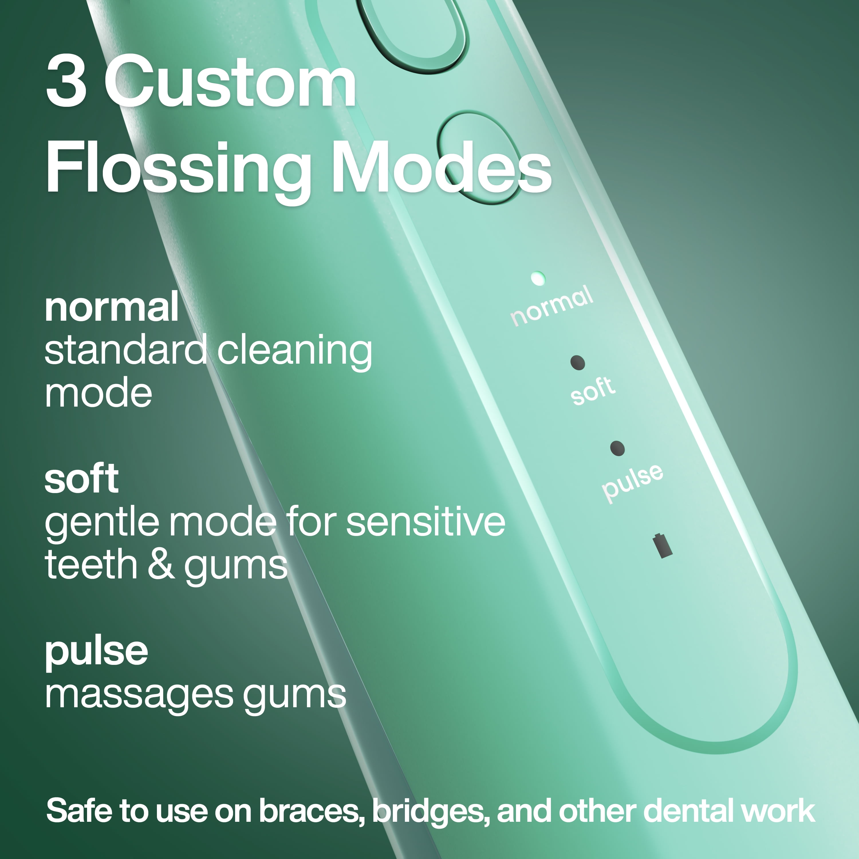 AquaSonic Icon Electric Water Flosser - 150ml Tank, Cordless Rechargeable, Waterproof, Portable Oral Irrigator - Green