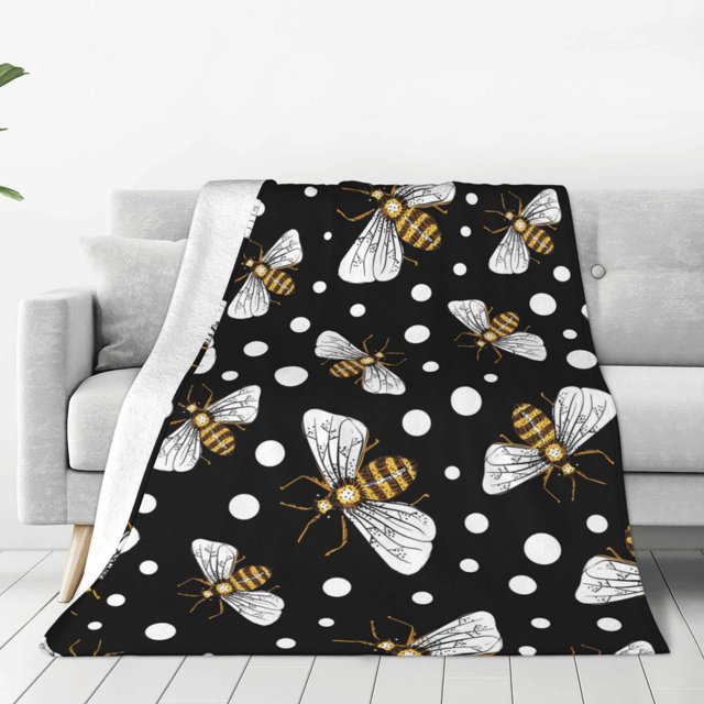 Balery Honey Bees at Night Manta de Felpa Suave y Acogedora – Cobija de Franela Aterciopelada para Cama, Lavable y Cálida para Sofá, Mascotas, Transpirable-40"x30"