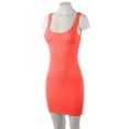 thumbnail image 4 of A2Y Women's Ribbed Scoop Neck Sleeeveless Mini Bodycon Dress Neon Pink S, 4 of 5