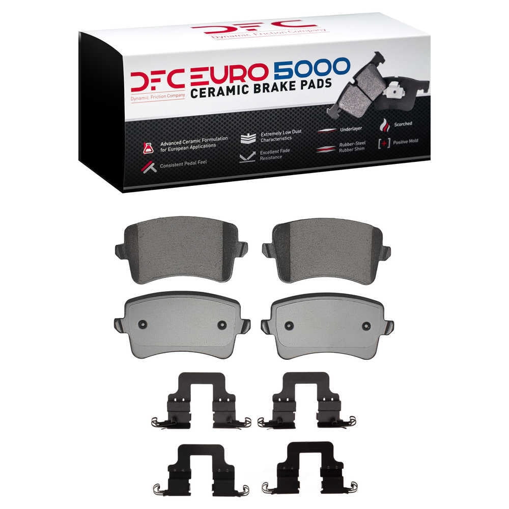 Dynamic Friction Company 1600-1386-01 DFC EURO 5000 Ceramic Brake Pads and Hardware Kit
