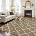 thumbnail image 2 of Rectangle Area Rugs 5 x 8 Ft, Brown Moroccan Non-Slip Residential Carpet, Morocco Retro Abstract Quatrefoil Plaid Indoor Crawling Mats Runner Rugs for Living Room/Dining Room/Bedroom, 2 of 8