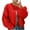 Red, variant on XFLWAM Womens Wool Blend Bomber Jackets Fall Winter Cropped Zip Up Coat Hoodless Outwear with Pockets