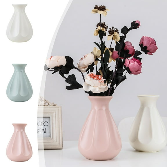 Dmlowu Vase Imitation Glazed Flower Vase, Exquisite Aesthetics Plastic Small Vases, Lightweight Shatterproof Vases for Centerpieces Holiday Halloween Thanksgiving Christmas Decorations, 5.5x8 Inch