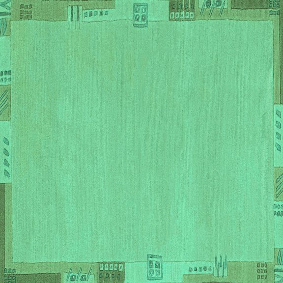 Ahgly Company Indoor Square Abstract Turquoise Blue Modern Area Rugs, 3' Square