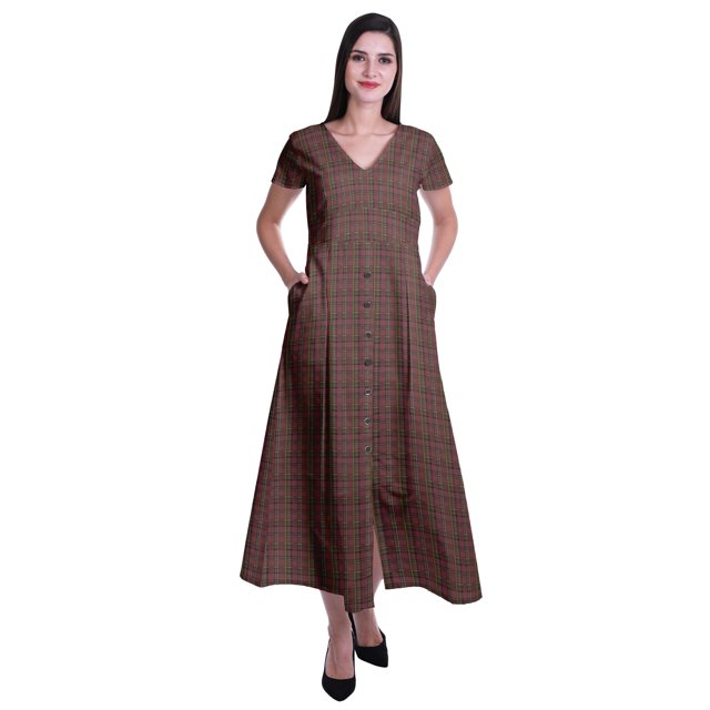 Moomaya Robe Longue Maxi pour Femmes à Manches Courtes, Robe Formelle/décontractée avec Poches P-TTG