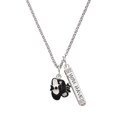 thumbnail image 1 of Delight Jewelry Silvertone Black Enamel Tap Shoes Silvertone Live the Life You Have Imagined Bar Charm Necklace, 23", 1 of 4