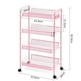thumbnail image 3 of KK KINGRACK 4 Tier Metal Rolling Cart, Storage Cart with Wheels, Utility Cart for Office,School, Organize, Pink, 3 of 10