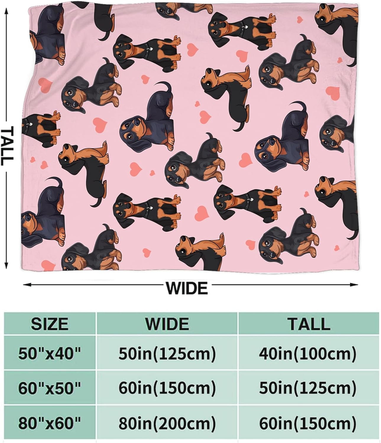 Dachshund Blanket Flannel Dachshunds Dog Throw Blanket Ultra Soft Cozy Fleece Decor Blankets Gift for Kids Boys Girls Adults Couch Sofa Bed 50" x 40"