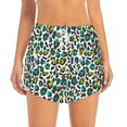 thumbnail image 2 of Balery Green Leopard Pantalones cortos deportivos para mujer con forro y dos bolsillos, elásticos, para entrenamiento, gimnasio, yoga-XX-Large, 2 of 7