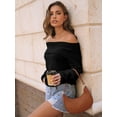 thumbnail image 5 of Womens Off The Shoulder Sweater Oversized Batwing Sleeve Loose Pullover Sweaters Tops, 5 of 13