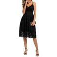 thumbnail image 2 of Genuiskids Women's Vintage A-Line Dress Sexy Lace Floral Spaghetti Straps Midi Dress Sling Sleeveless V-Neck Knee-Length Elegant Formal Cocktail Party Dresses, 2 of 7
