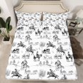 thumbnail image 2 of Homewish Rustic Southwest Cowboys Twin Sheet Sets,Country Farmhouse Lodge Twin Fitted Sheet,White Gray Flat Sheet For Boys,Super Cozy Room Decor,3pcs, 2 of 7