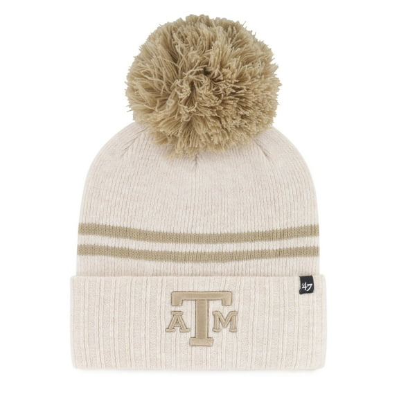 Women's '47  Natural Texas A&M Aggies Core & Inline Latte Cuffed Knit Hat with Pom
