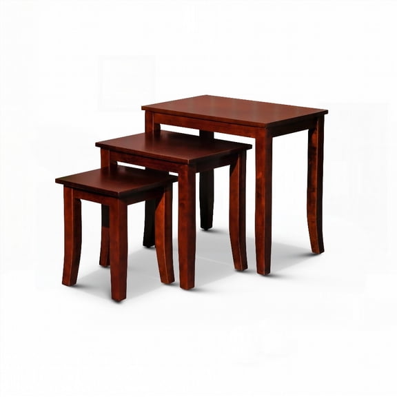 3-Piece Nesting Table Set, Cherry with Modern Flare