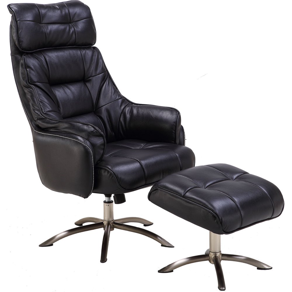 Hanover Parker PU Leather Office Chair with Ottoman in Black Walmart