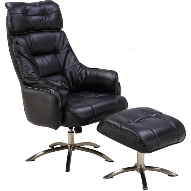 Hanover Parker Pu Leather Office Chair With Ottoman In Black Walmart Com Walmart Com