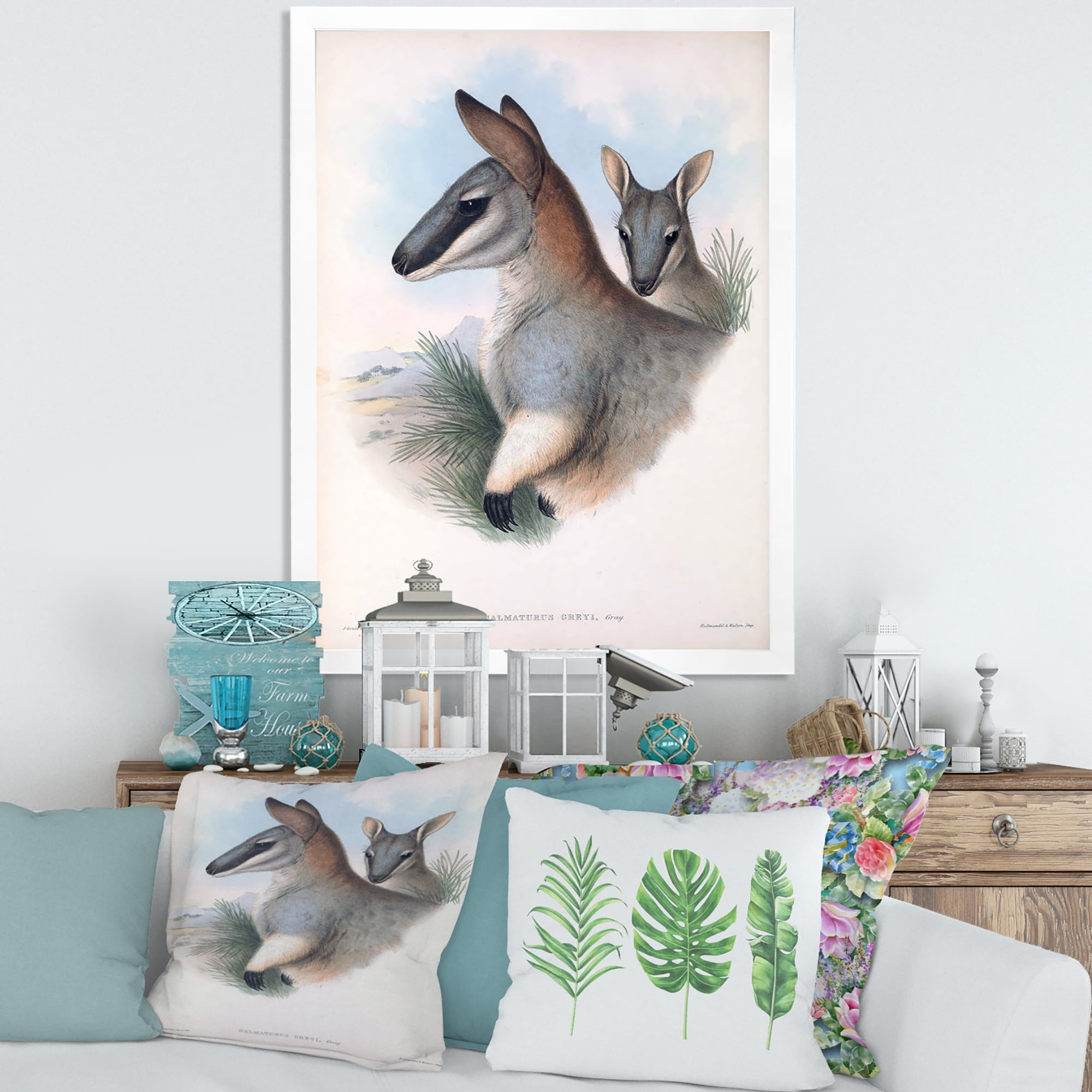 Designart 'Ancient Kangaroo' Farmhouse Framed Art Print