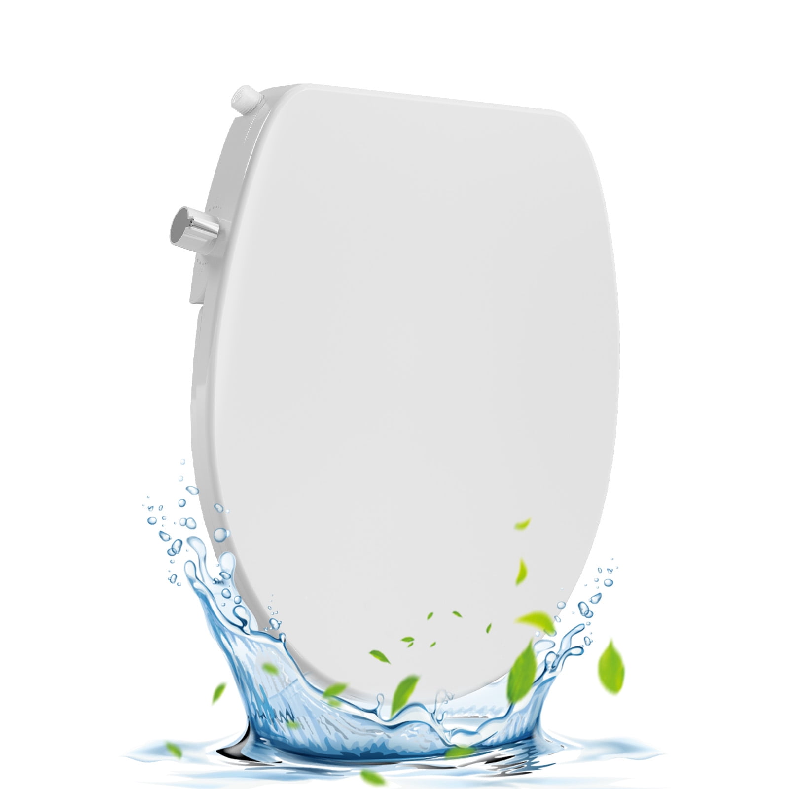 Round Bidet Toilet Seat – Non-Electric, Slow-Close Lid, Adjustable Water Pressure, Self-Cleaning Dual Nozzles for Frontal & Rear Wash – Hygienic Fresh Water Bidet Seat
