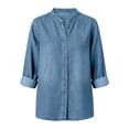 thumbnail image 4 of Luvrsol Womens Button Up Denim Shirts Long‑Sleeve Jean Blouse Casual Loose Top Coat Jacket S-2XL, 4 of 8