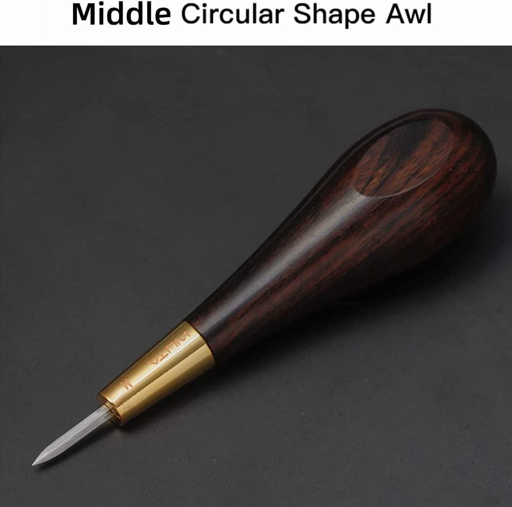 ABPETE  Stitching Awl Diamond Shape Awl Ebony Blackwood Handle Leather Craft Sewing Awl Kits Handmade Sewing Tools DIY Stitcher Taper(One Set)