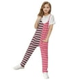 thumbnail image 6 of Kids Striped Jumpsuits Girls Spaghetti Strap Wide Leg Jumpsuit Overalls Jumpers with Pocket Summer Casual Outfits for Girl, Pink, 9 Years, 6 of 7