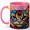 Pink, variant on Stained Glass Cat Coffee Mug, Rainbow Pet Mug, Ceramic 11 oz