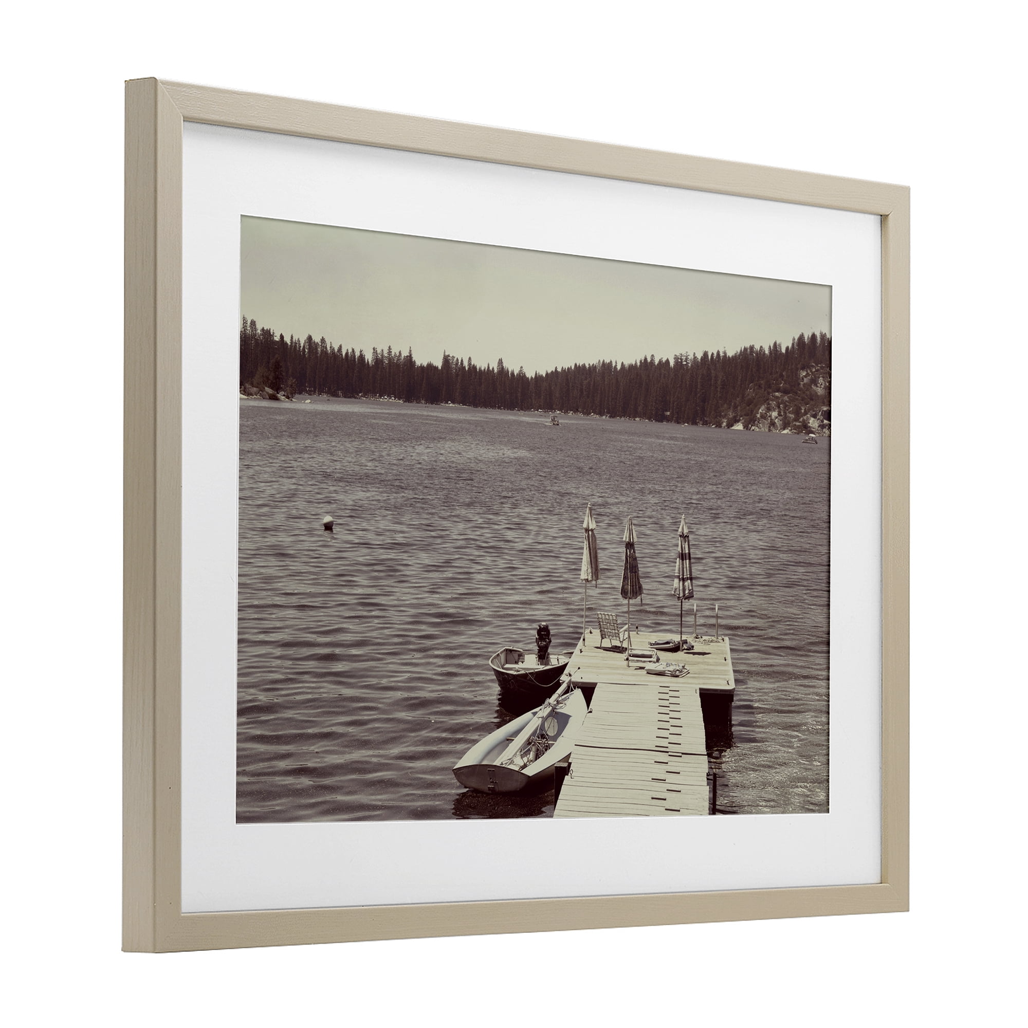 Stupell Industries Vintage Lake Life Dock Birch Framed Print Under Glass, design by Gemma Bardot