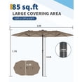 thumbnail image 5 of Patio Umbrella – Large 13FT Double-Sided Rectangular Sun Shade – Heavy Duty, Fade Resistant & UV Protection Canopy – Easy Crank Lift, Ventilated – for Backyard, Garden, Pool & Deck – Tan, 5 of 5