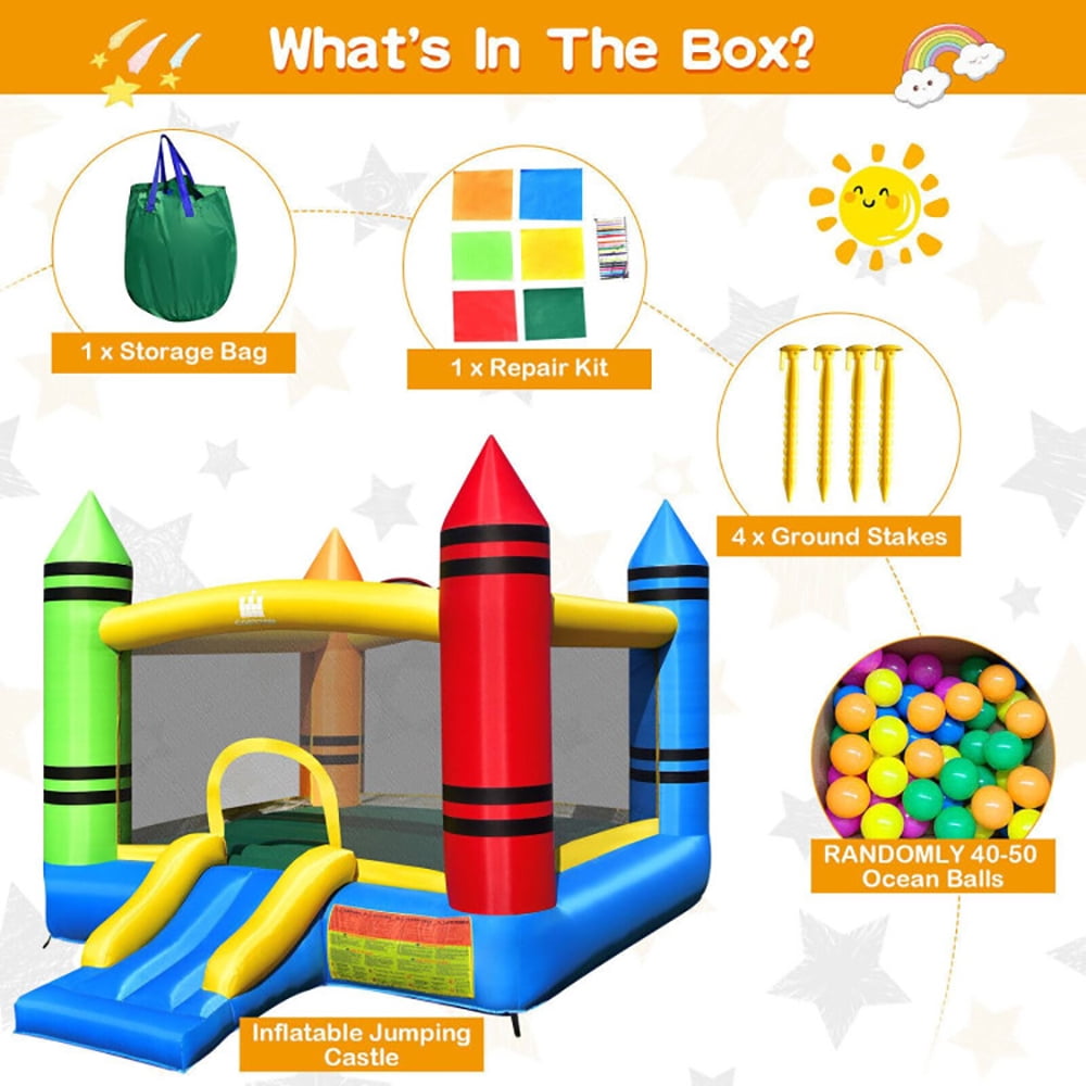 Aimee Lii Kids Inflatable Bounce House with Slide and Ocean Balls Not Included Blower, Kids Bounce House