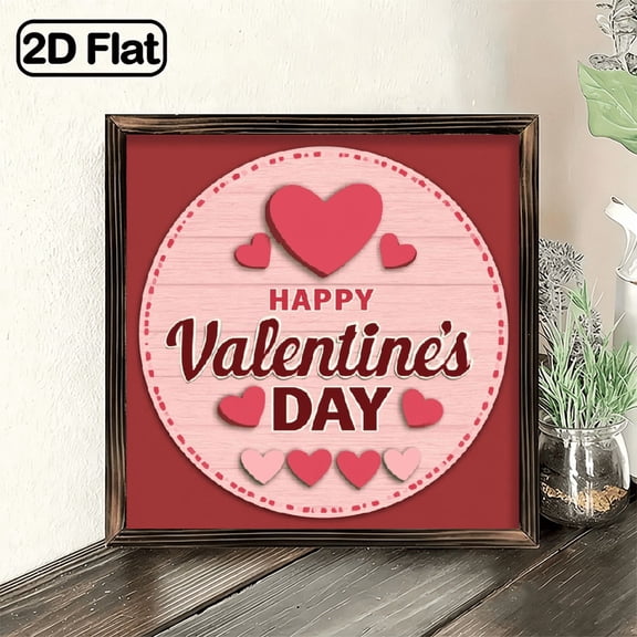 2D Flat, Happy Valentine's Day Welcome Door Sign 8x8 Valentines Day Decorations Door Hanger Rustic Wooden Hanging Wall Plaque Sign Valentine Wooden sign for Front Door Porch Farmhouse Housewarmi