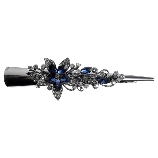 Pinza para el pelo de metal con forma de pico de pato y diamantes de imitación, pinza de cocodrilo, pasador brillante, accesorio para mujer