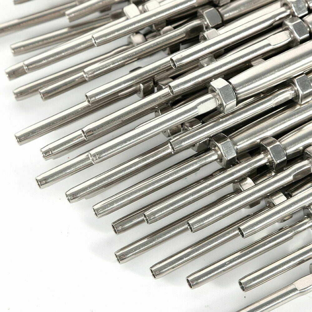 Details about   50PCS T316 Stainless Steel Hand Swage Tensioner Lag Screw for 1/8"Cable Railing 