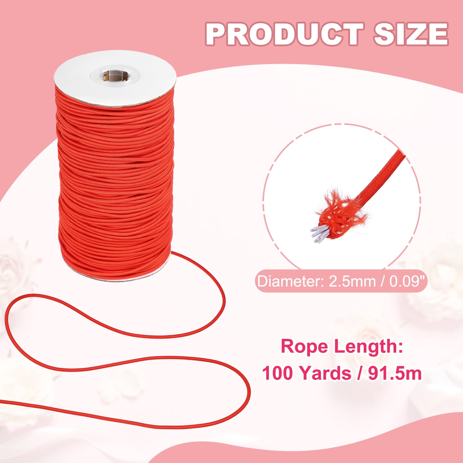 Uxcell Stretchy String for Bracelets, Elastic Crystal Thread Stretch Elastic Beading Cord 2.5mm & Red-Fitting For(Bracelets/Sewing/Beading/Necklace/Jewelry Making/Crafts DIY)