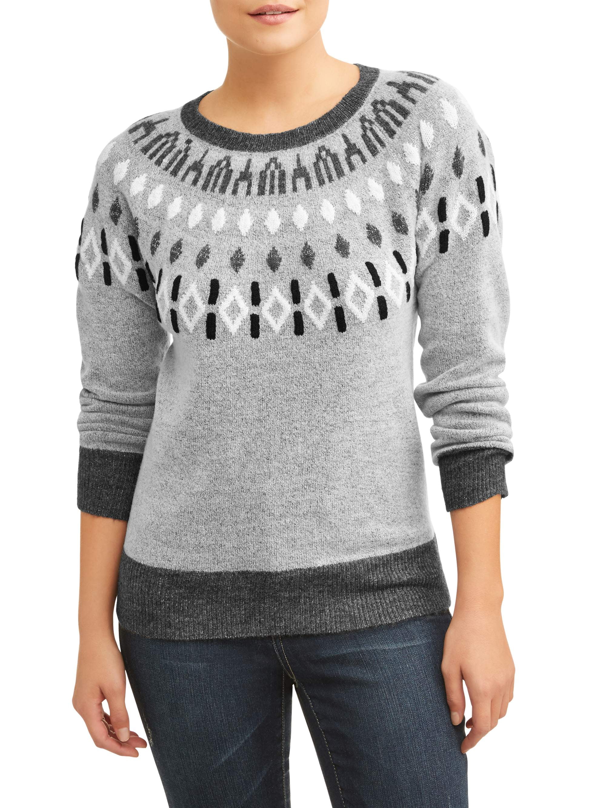 Time and Tru Time and Tru Women's Fair Isle Pullover Sweater