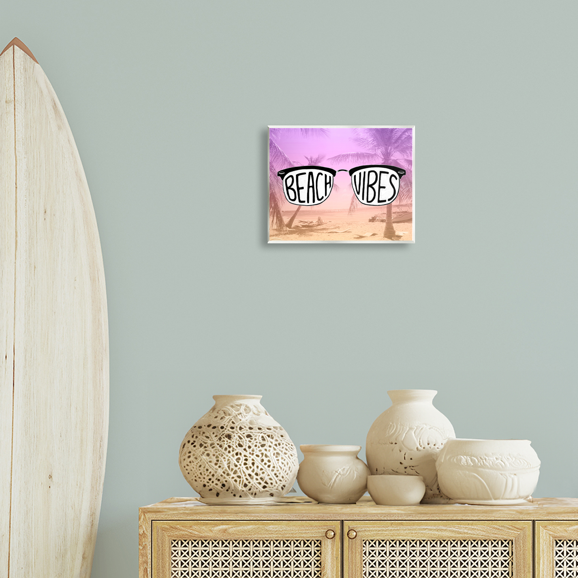 Stupell Industries Tropical Beach Vibes Typography Painting Unframed Art Print Wall Art, 14 x 11