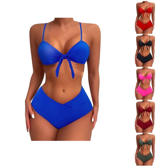 Ahuyic Womens Bikini,Womens SloidStrappy Back Sets Two Piece Swimsuits Swimdress Swimwear,Red,L