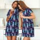 thumbnail image 4 of Easygdp Silhouette Cats Camisón de manga corta para mujer, informal, estampado, 4 of 6
