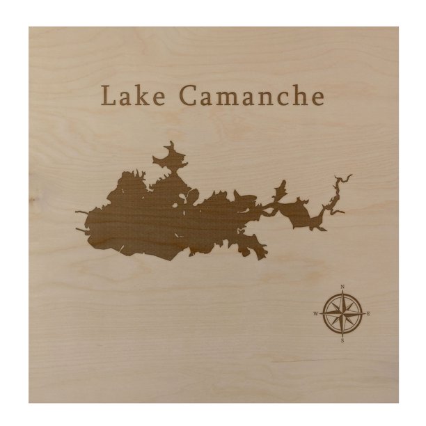 Lake Camanche Map 24x24" Wood Wall Art Office Decor Gift Engraved
