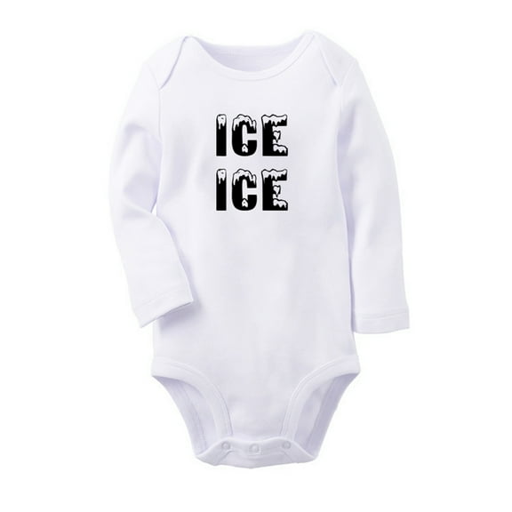Ice Ice Funny Rompers, Newborn Baby Unisex Bodysuits, Infant Jumpsuits, Toddler 0-12 Months Kids Long Sleeves Oufits (White, 6-12 Months)