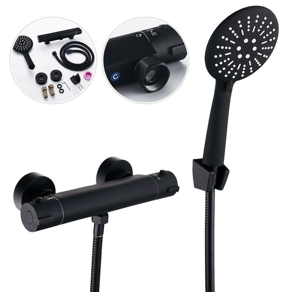 MesaSe Shower System Kit High Pressure Shower Head and Handheld Shower Matte Black Brass Valve Dual Shower Head Hose