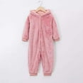thumbnail image 2 of UAMVSH Baby Girl Winter Clothes Toddler Fleece Jumpsuit Fuzzy Warm Button Up Long Sleeve Hooded Romper One Piece Outfits 1-10Y, 2 of 7