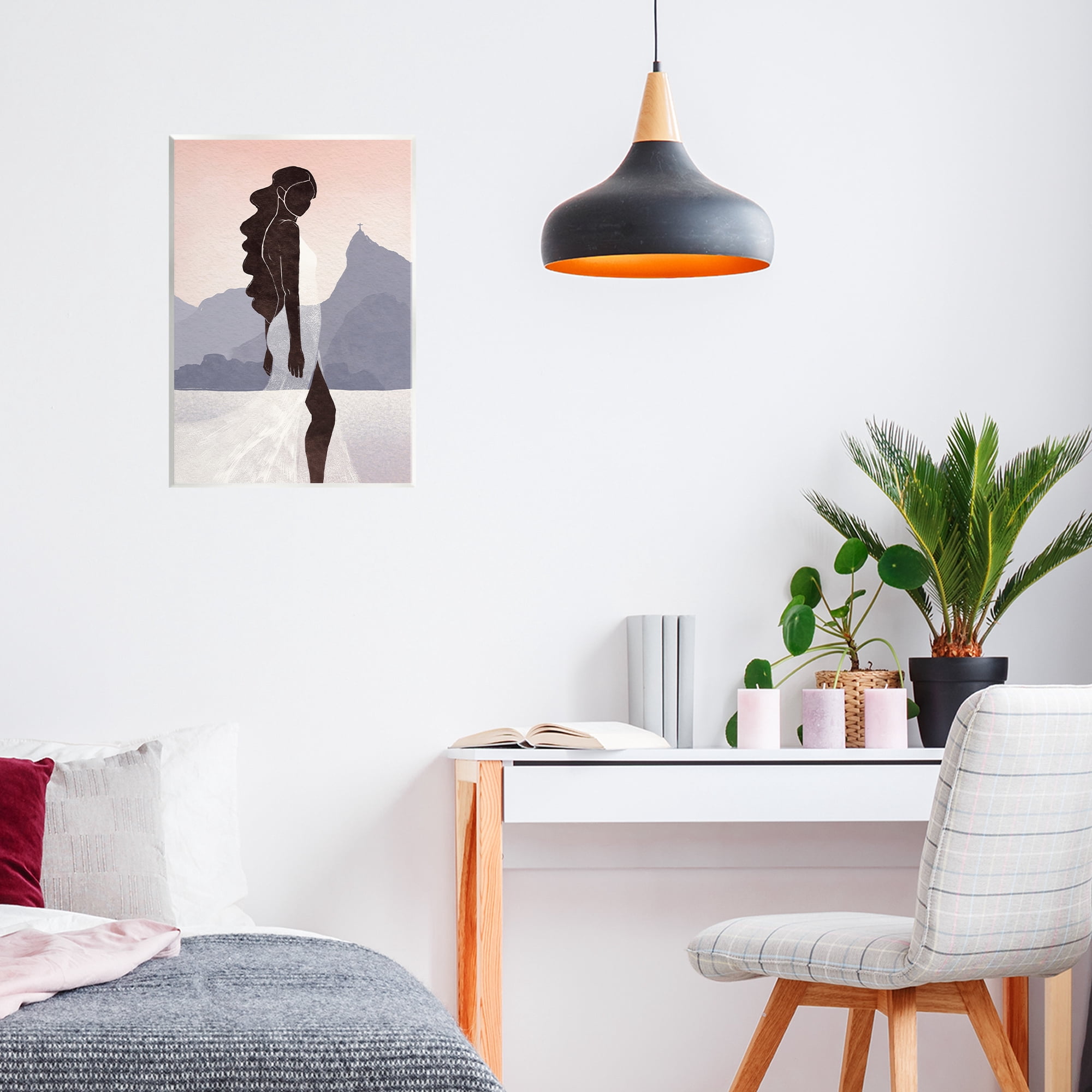 Stupell Industries Garota Silhouette Portrait Wall Plaque Art, design by Yuyu Pont