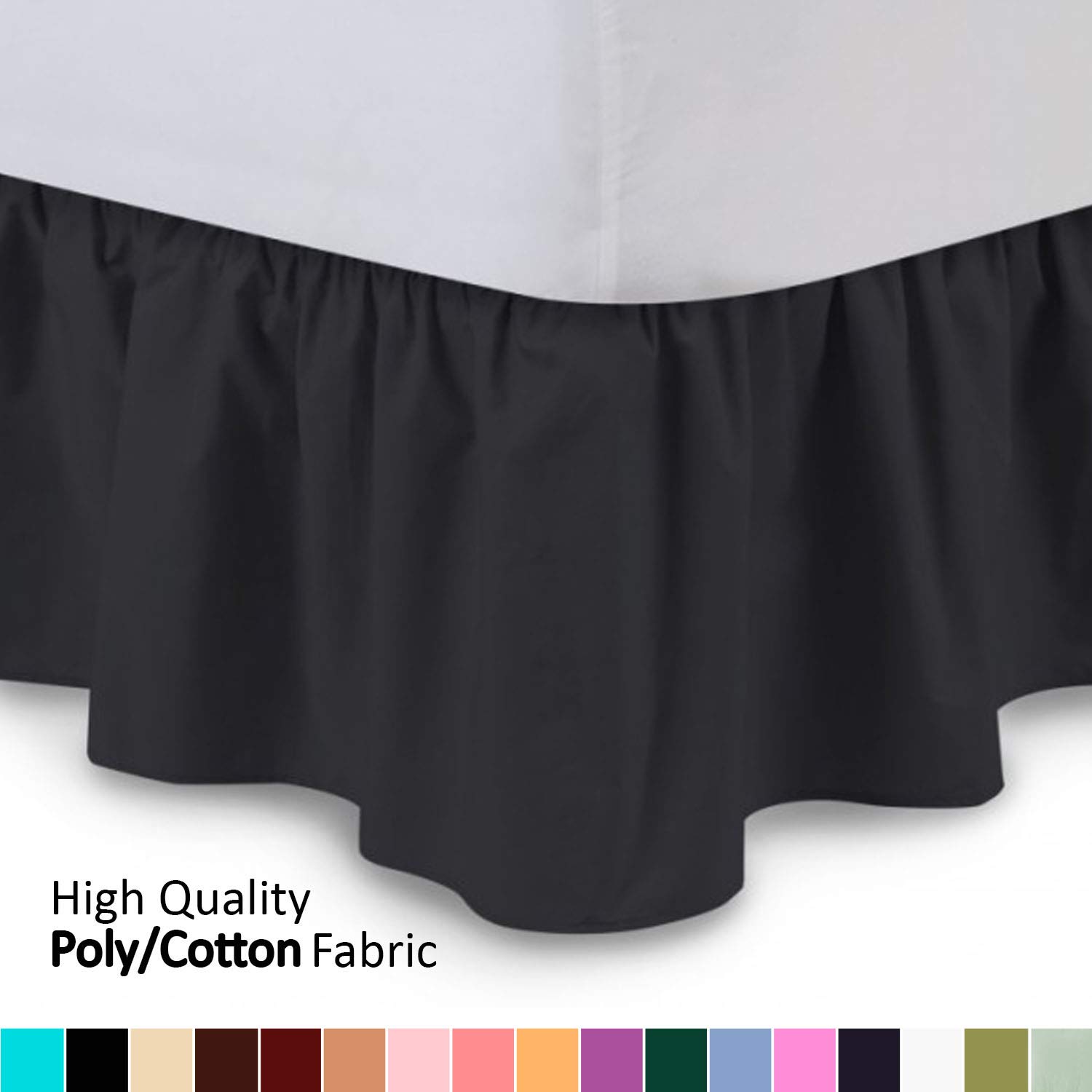 Ruffled Bed Skirt (Cal King, Hunter) 14 Inch Drop Dust Ruffle with