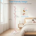 thumbnail image 2 of LEDREM Free-Standing Tree Coat Rack, Solid Wood with 8 Hooks, Adjustable 3-Section Height, for Hats,Bags,Clothes, Stable Triangular Base, Space-Saving, Jelly Pink, 2 of 5