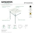thumbnail image 4 of Kingston Brass KVPB25227W47 Dreyfuss 25" Ceramic Console Sink with Stainless Steel Legs (4-Inch, 3-Hole), White/Brushed Brass, 4 of 5