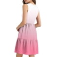 thumbnail image 6 of Women's Beach Dress V Neck Button Sleeveless Print Pleated Sundress Summer Vacation Casual Midi Dresses (XXL, Pink), 6 of 7