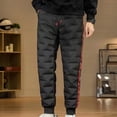 thumbnail image 6 of comerut Autumn Winter Down Pants Elastic Waist Drawstring Solid Color Thickened Warm Pants Windproof Snow Warm Cotton Pants, 6 of 8