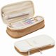 thumbnail image 1 of Estuche grande con cremallera, plegable, portátil, con compartimentos para guardar artículos de papelería, organizador para oficina, diario, viajes, brochas de maquillaje, color beige., 1 of 7